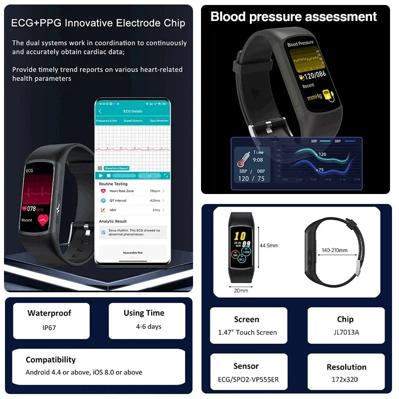 AuroTracker® Active Core Fusion - Medical Grade Smart Watch Blood Sugar Blood Lipid Uric Acid ECG+PPG Body Temperature