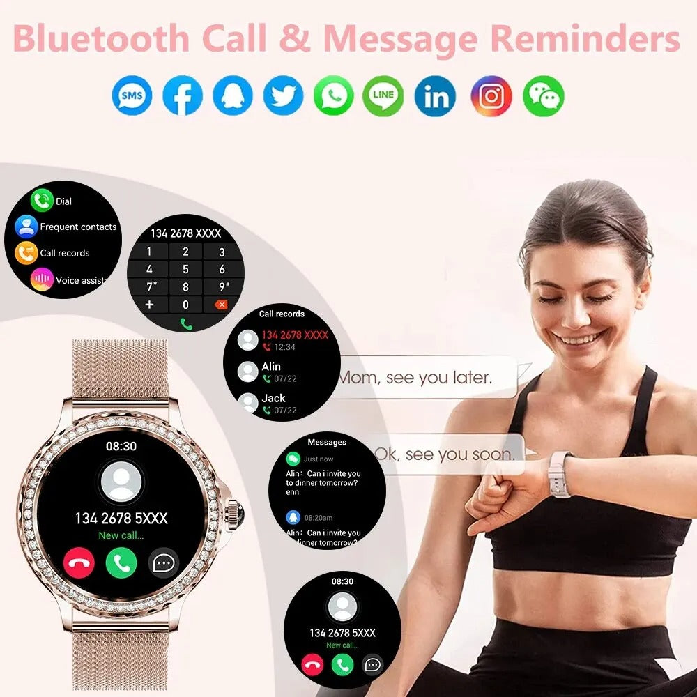 AuroTracker® Celestial - Fashion Smartwatch Health Monitoring 1.3 inch Screen IP67 Waterproof BT Calling