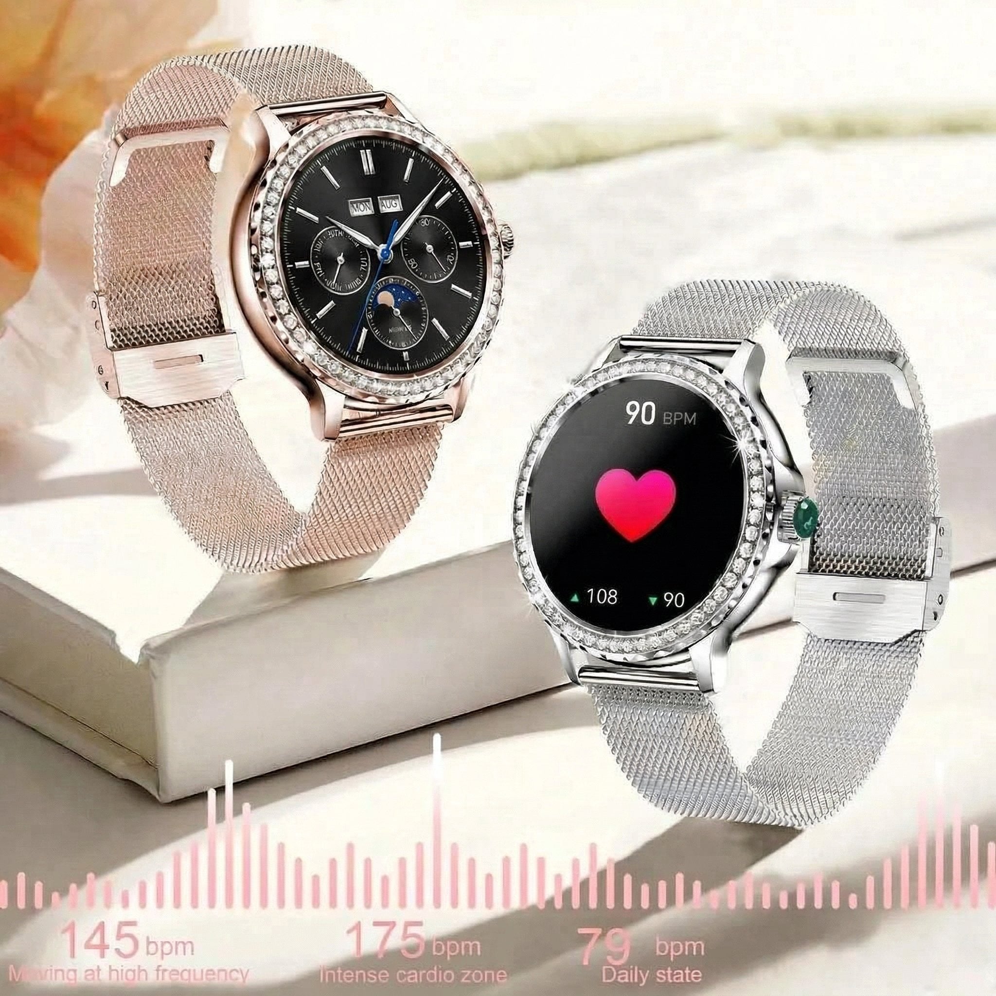 AuroTracker® Celestial - Elegant Wellness & Activity Smartwatch 1.3 inch Screen Water Resistant (IP67) BT Calling