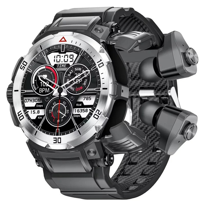 AuroTracker® OpsCore - TWS Combo 2-in-1 Health Smartwatch - Heart Rate, Sleep and Blood Pressure Monitor. Steps, Calorie and Activity Tracker.