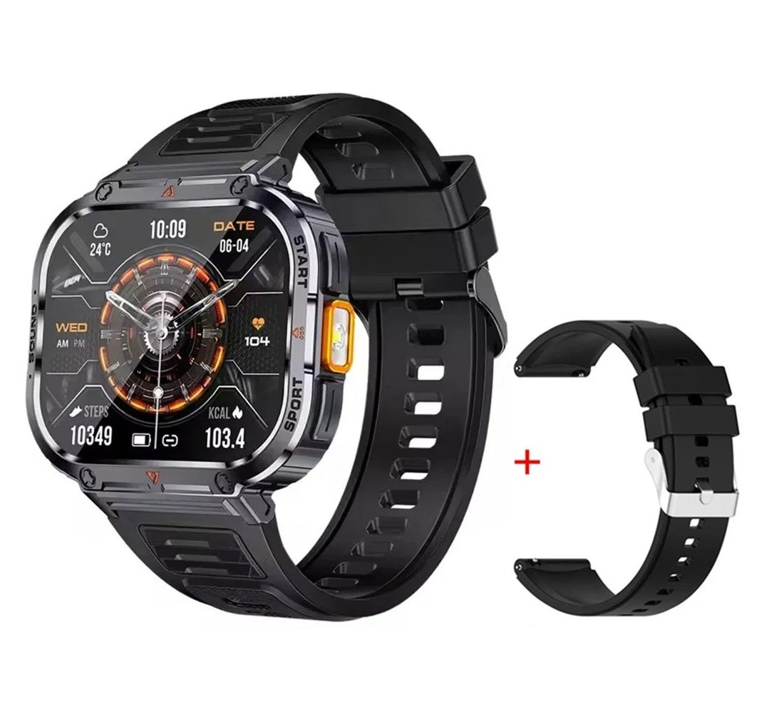 AuroTracker® Rivet - 2inch Ultra Large Screen LED Light Flashlight BT Calling AI Voice 400mAh Fitness Sports Tracker Smartwatch