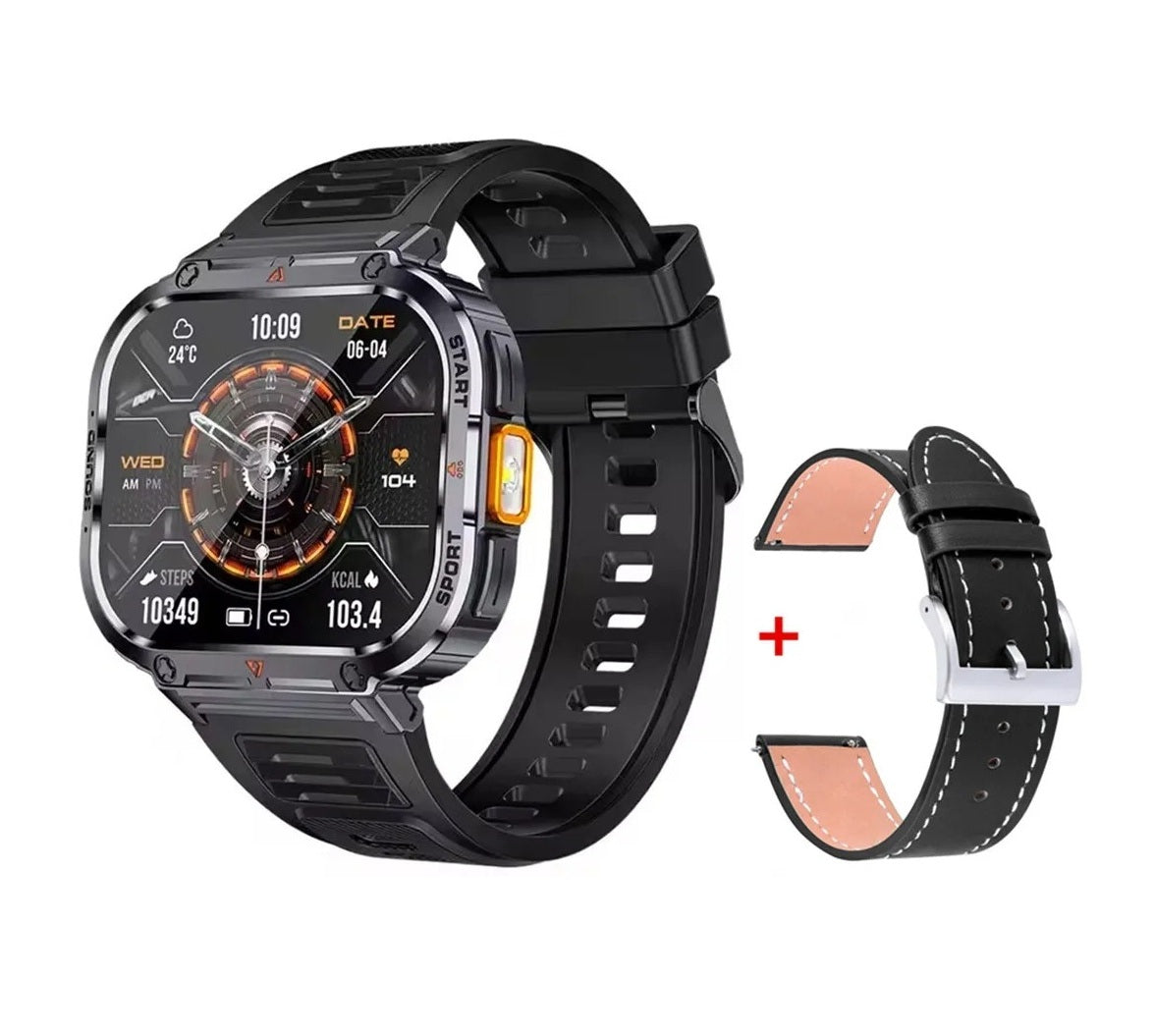 AuroTracker® Rivet - 2inch Ultra Large Screen LED Light Flashlight BT Calling AI Voice 400mAh Fitness Sports Tracker Smartwatch
