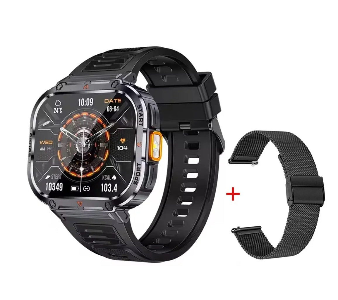 AuroTracker® Rivet - 2inch Ultra Large Screen LED Light Flashlight BT Calling AI Voice 400mAh Fitness Sports Tracker Smartwatch
