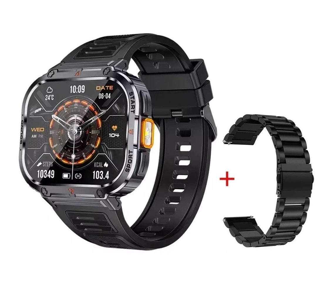 AuroTracker® Rivet - 2inch Ultra Large Screen LED Light Flashlight BT Calling AI Voice 400mAh Fitness Sports Tracker Smartwatch