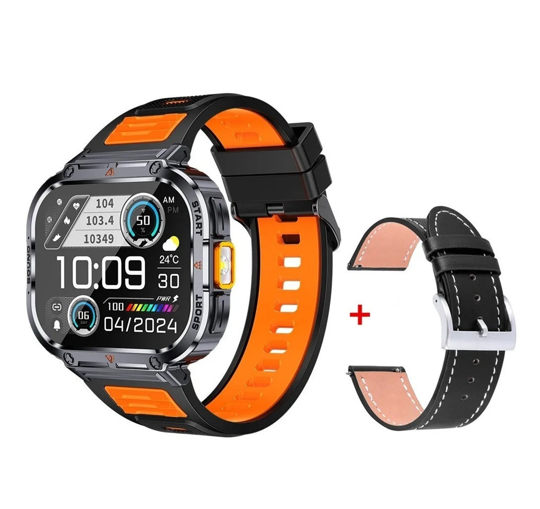 AuroTracker® Rivet - 2inch Ultra Large Screen LED Light Flashlight BT Calling AI Voice 400mAh Fitness Sports Tracker Smartwatch