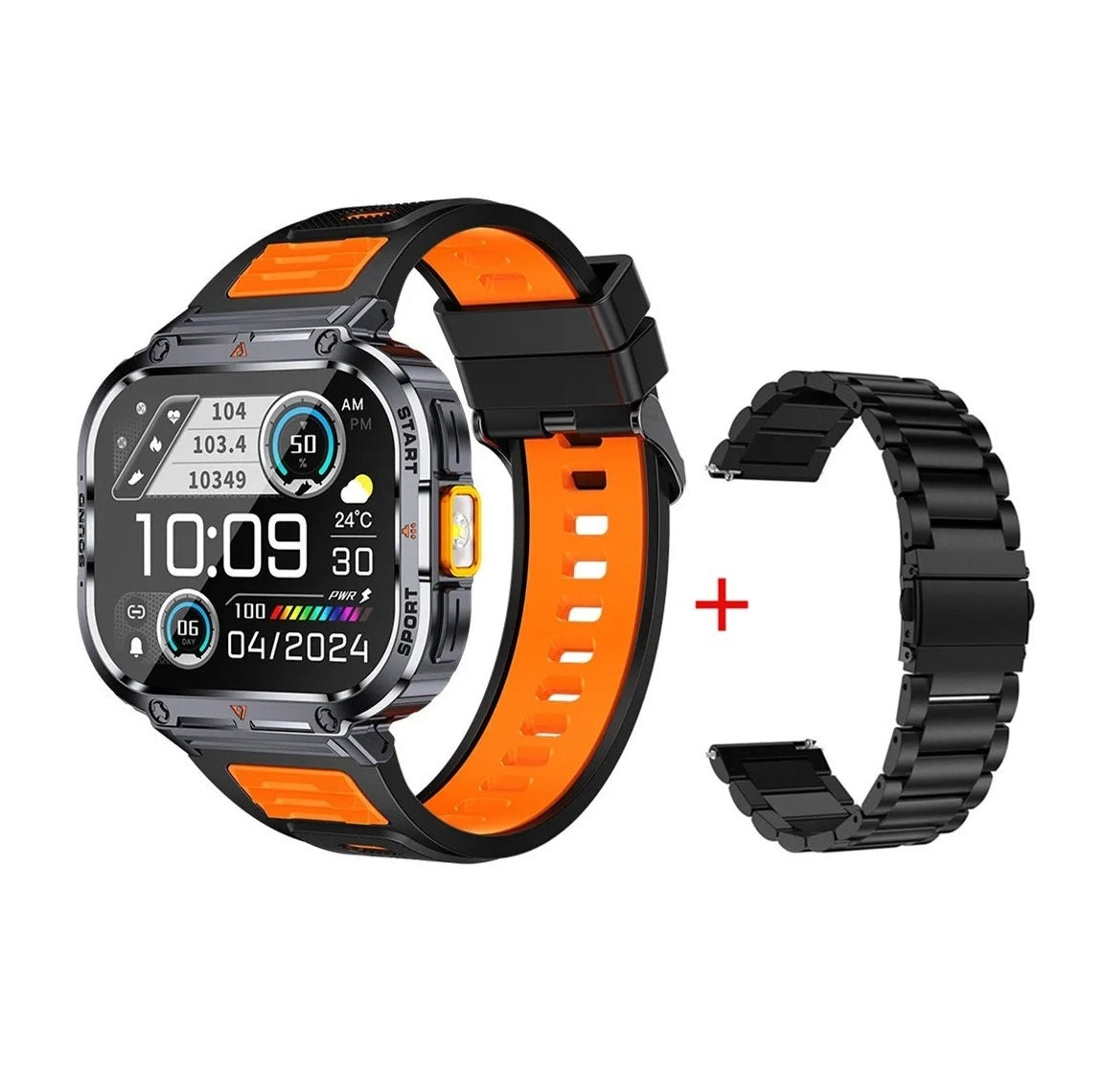 AuroTracker® Rivet - 2inch Ultra Large Screen LED Light Flashlight BT Calling AI Voice 400mAh Fitness Sports Tracker Smartwatch