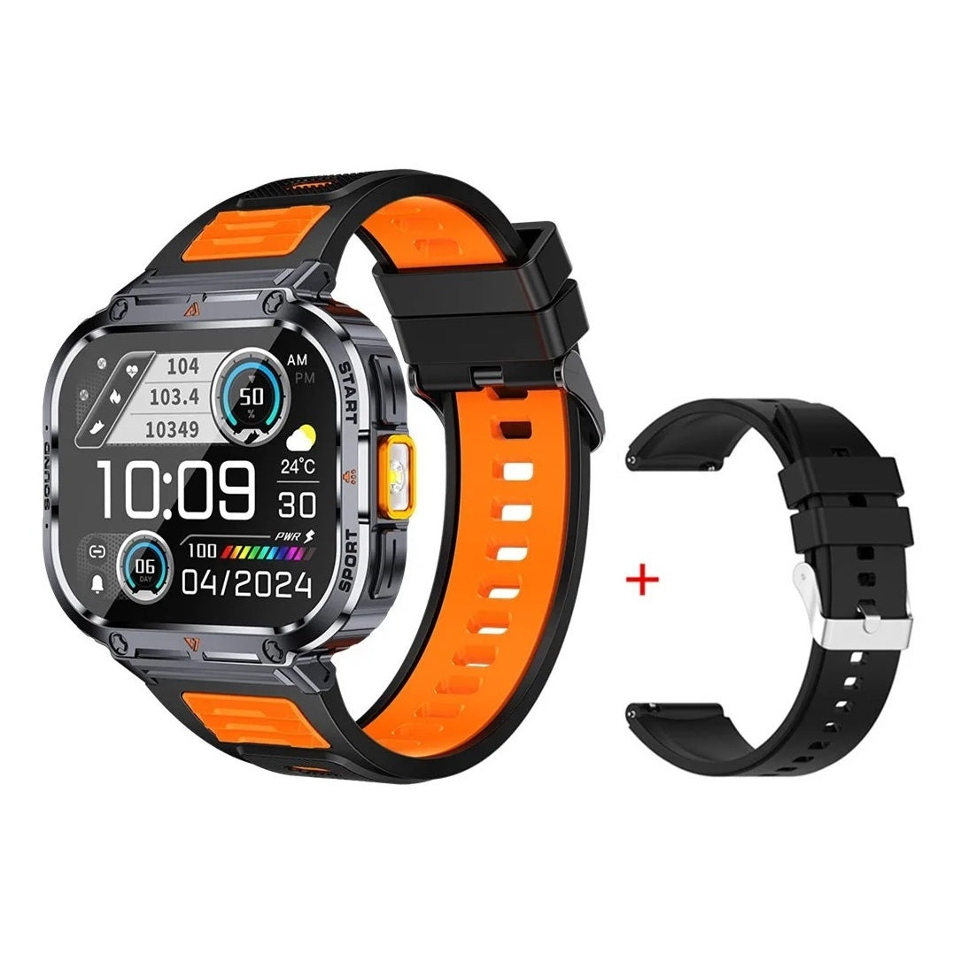 AuroTracker® Rivet - 2inch Ultra Large Screen LED Light Flashlight BT Calling AI Voice 400mAh Fitness Sports Tracker Smartwatch