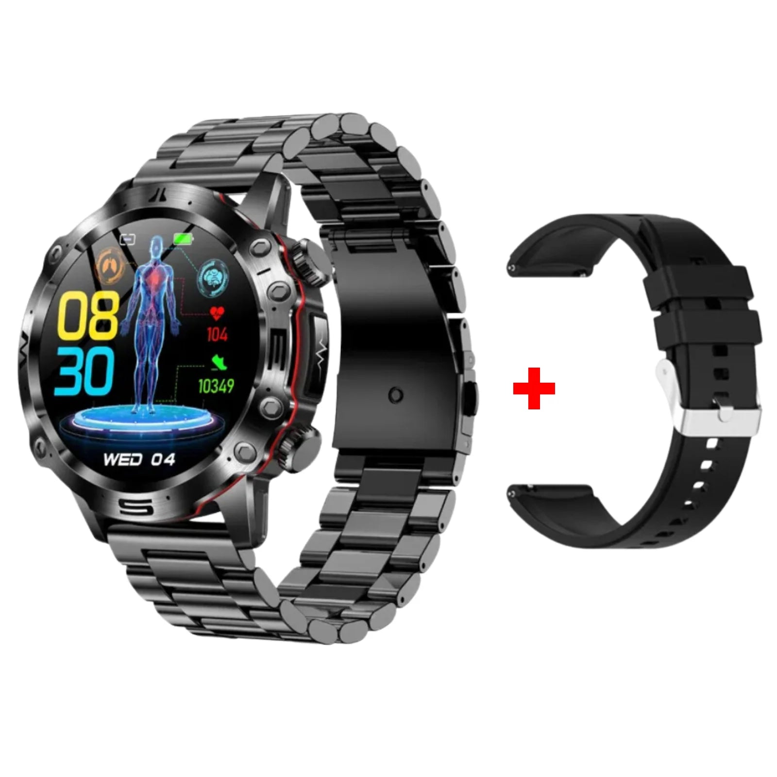 AuroTracker® Wellness Pro - ECG+EKG HRV Professional Blood Glucose Blood Pressure Monitoring and Health Smart Watch